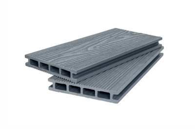 Террасная доска ДПК POLIVAN GROUP 3D+вельвет пустотелая двухсторонняя DENPASAR серый