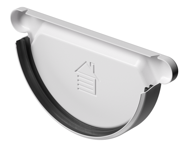 Заглушка желоба D125 Döcke STAL PREMIUM Пломбир, (RAL 9010) купить в Нарткале