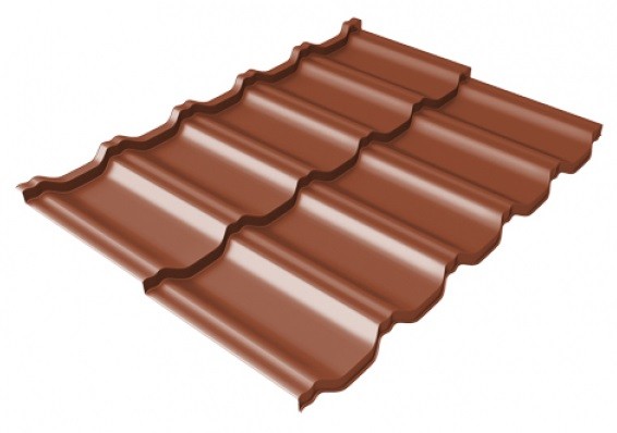 Металлочерепица модульная Квинта Uno Grand Line c 3D резом 0,5 Satin Мatt RAL 8004 терракота купить в Нарткале