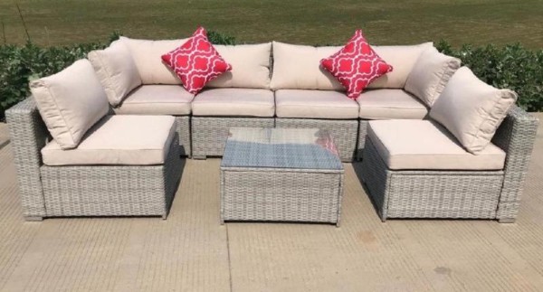 Диван-Трансформер AFINA модульный плетеный из иск. ротанга YR822BgB Grey/Beige купить в Нарткале