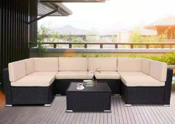 Диван-Трансформер AFINA модульный плетеный из иск. ротанга YR822_Black/Beige купить в Нарткале