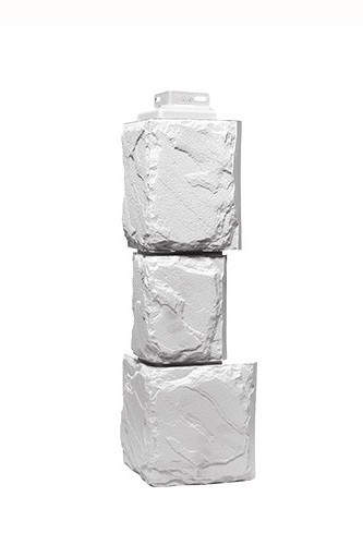 Угол наружный «Камень крупный»  Мелованный белый купить в Нарткале