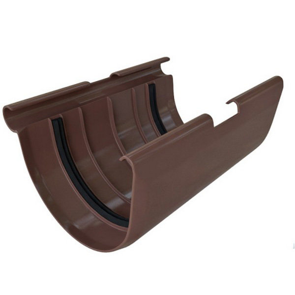 Водосток Альта-Профиль ПВХ – Соединитель желоба (коричневый) купить в Нарткале