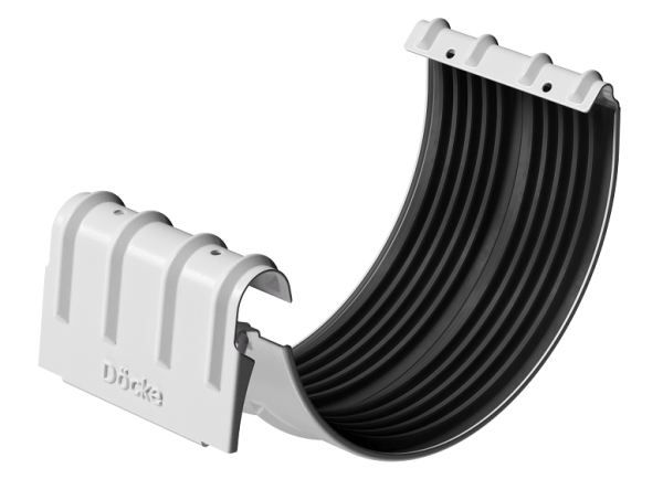 Соединитель желобов D125 Döcke STAL PREMIUM Пломбир, (RAL 9010) купить в Нарткале